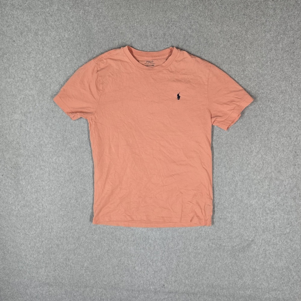 Polo Ralph Lauren Boys Shirt L (14-16) Peach Logo Short Sleeve